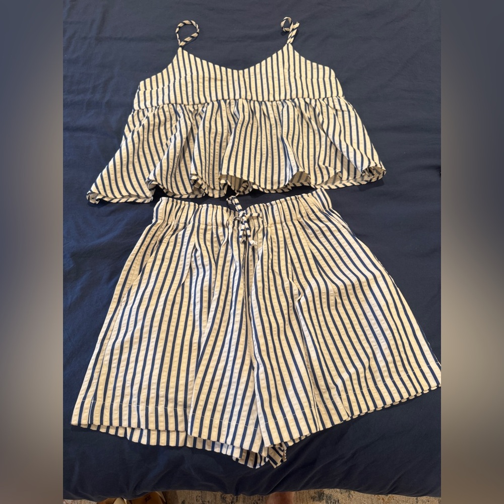 By Together Navy and Cream Striped Set